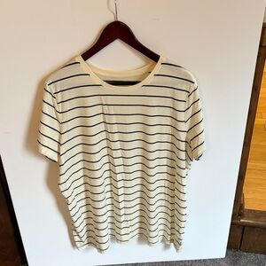 2X cream and black striped t shirt